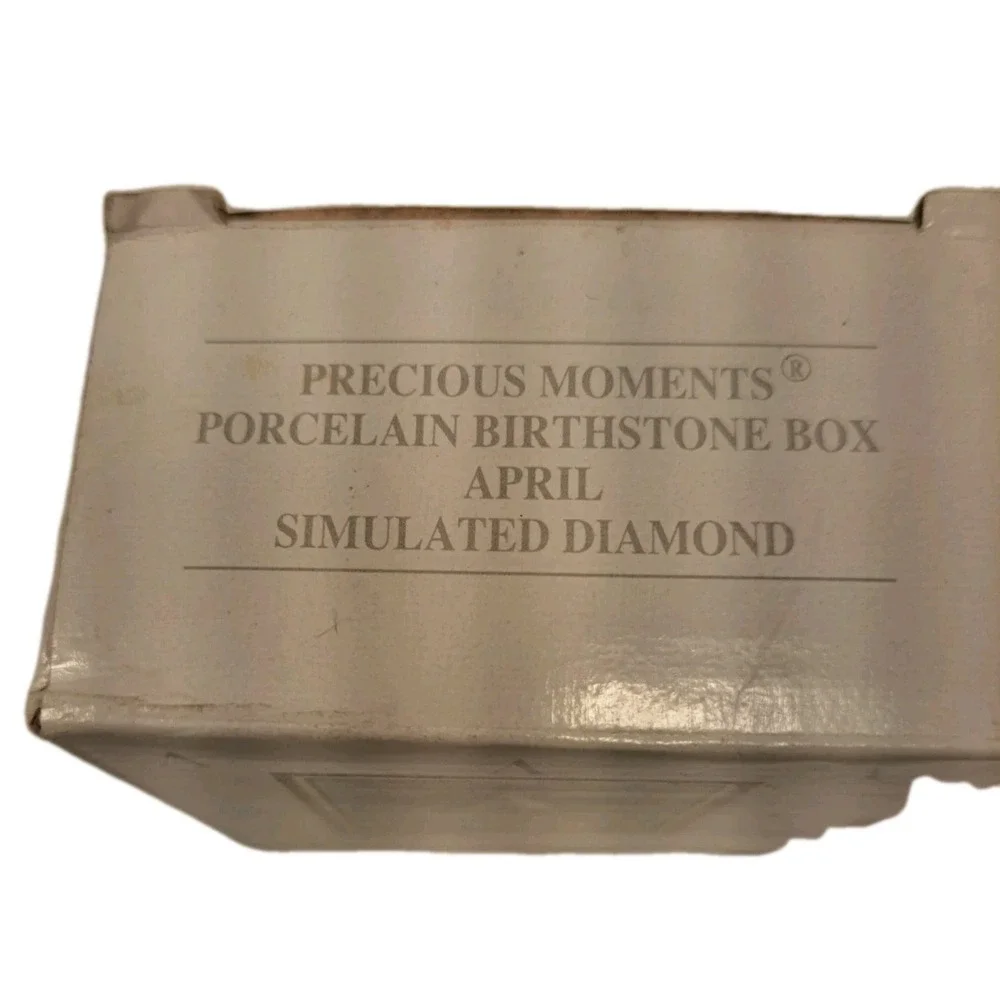 Vintage 1997 Avon Precious Moments Porcelain Birthstone Trinket Box April